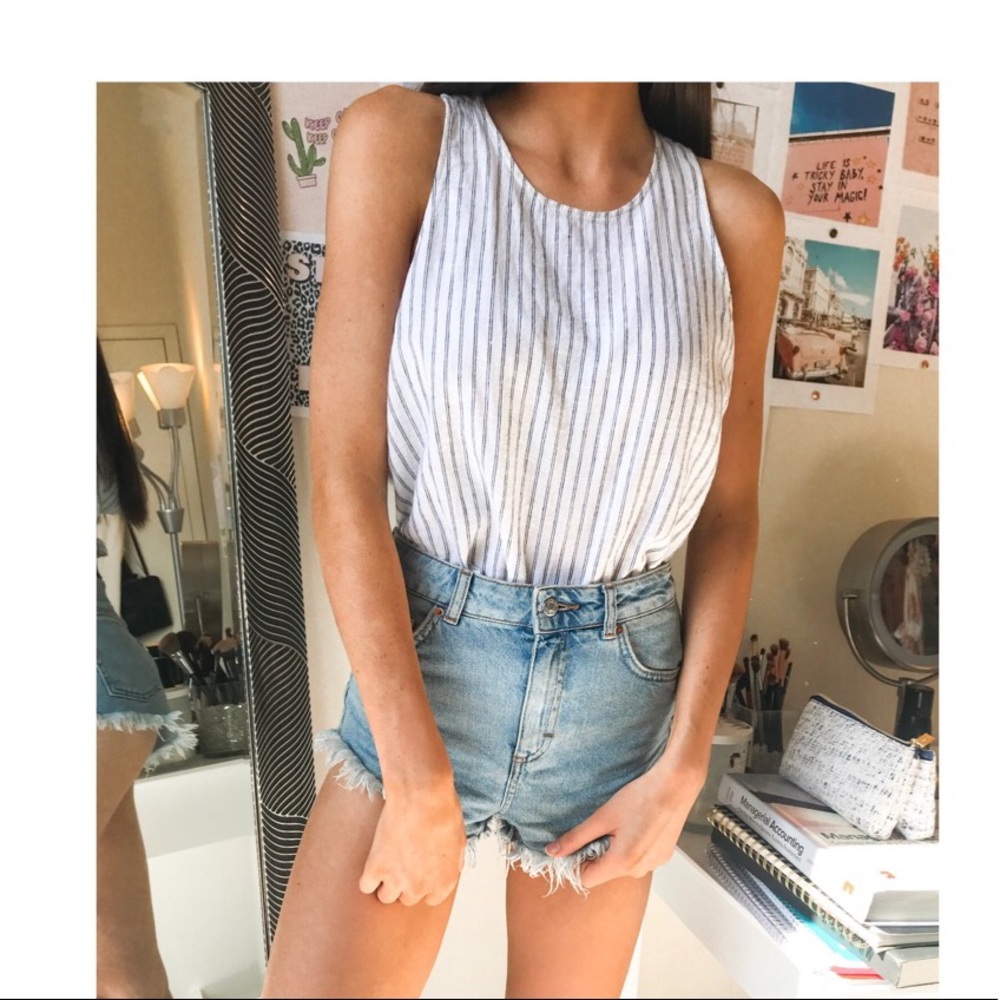 Blue and white stripped tank top